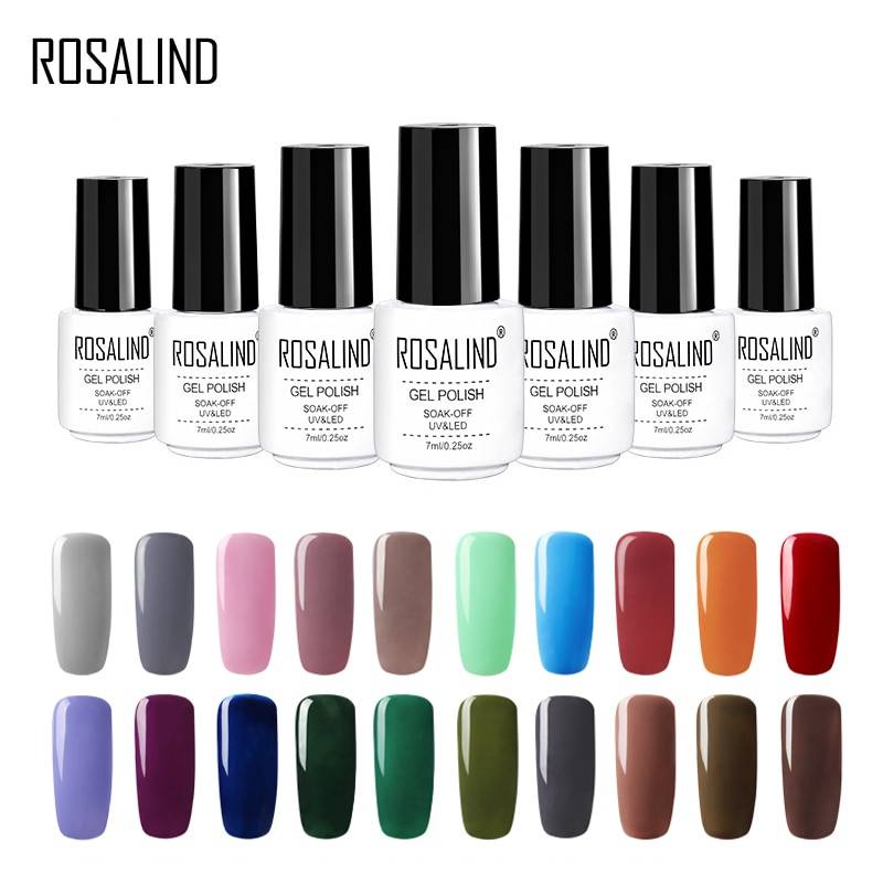 ROSALIND чистый цвет УФ-гель лак для ногтей Набор для маникюра гель-лаки Hybird Nails Art Белый Полупостоянный вымачивать праймер Топы