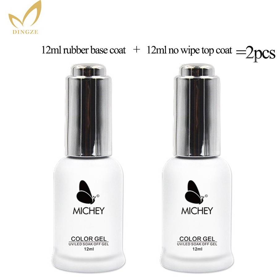 2 шт. Base Coat & Top Coat набор 12 мл гель лак для ногтей Soak Off длительный база и верхнее гель Лаки MICHEY