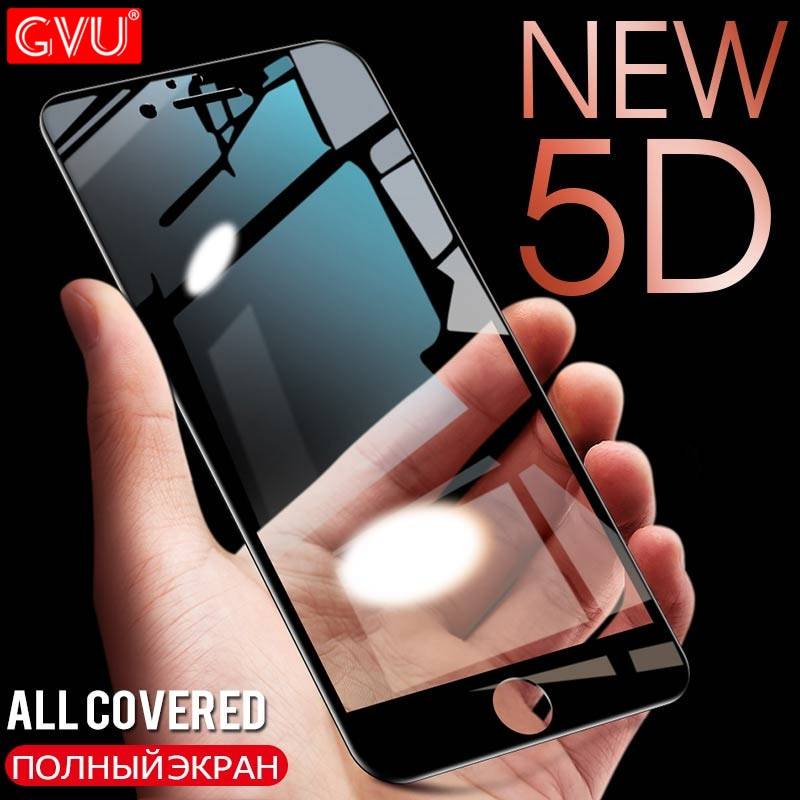 GVU 5D полное покрытие закаленное стекло на для iPhone 7 8 6 6s 5 5S SE экран протектор для iPhone X 10 8 6 7 плюс защитное стекло