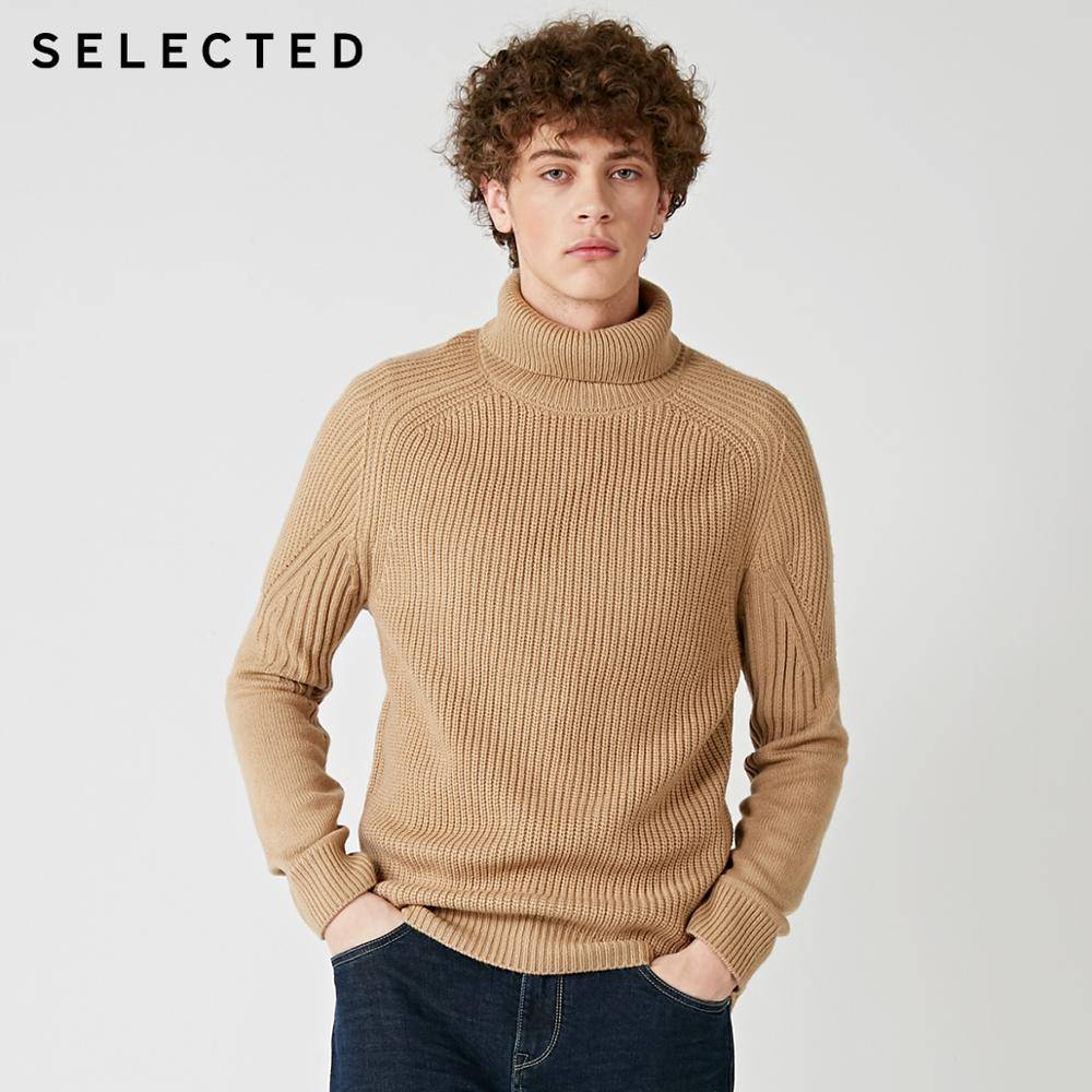 Мужской вязаный пуловер с высоким воротом, несколько цветов, свитер из смешанной шерсти, модель 418425533, 2019