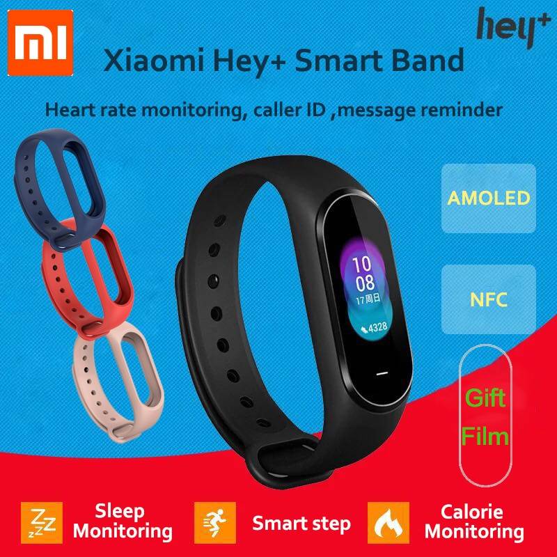 В наличии Xiaomi Hey Plus Smartband 0,95 дюймов AMOLED цветной экран встроенный многофункциональный NFC монитор сердечного ритма Hey + Band