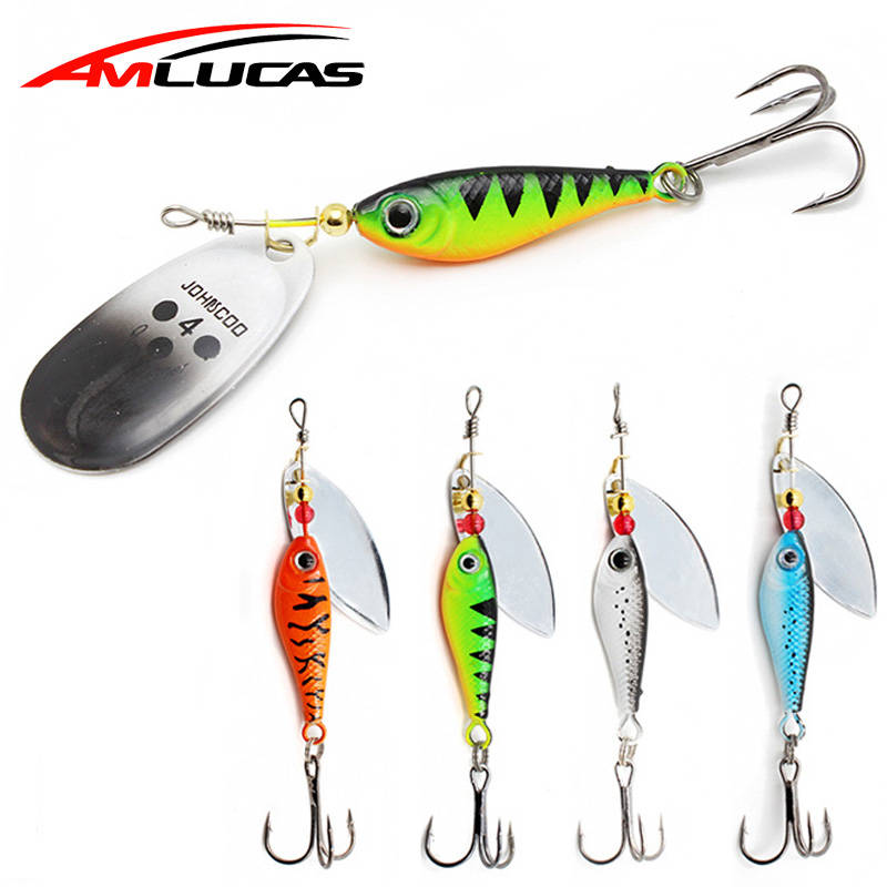 Amlucas Spinner Bait 11 г 15 г 20 г ложка блестящие приманки джиг металлическая Рыболовная Приманка для рыб в виде окуня с тройными Крючки рыболовные, приманки WW261