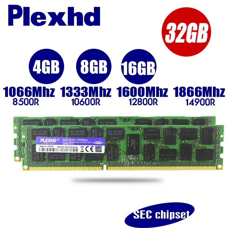 Plexhd 4 ГБ 8 ГБ оперативной памяти, 16 Гб встроенной памяти, X79 X58 2011 LGA2011 DDR3 PC3-10600R 12800R 14900R ECC REG 1866 МГц 1600 1333 PC оперативная память сервера оперативной памяти