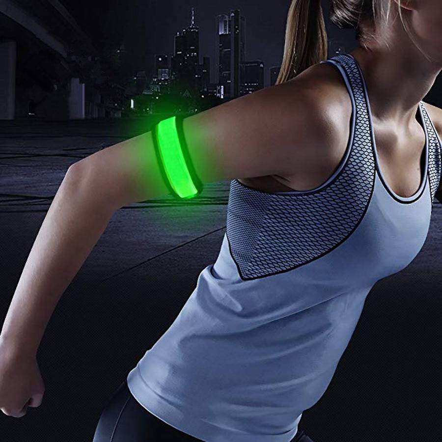 1 Упак. светящиеся браслеты Спорт светодиодный LED напульсники Регулируемый бег свет для бегунов велосипедистов велосипед предупреждающий свет батарея