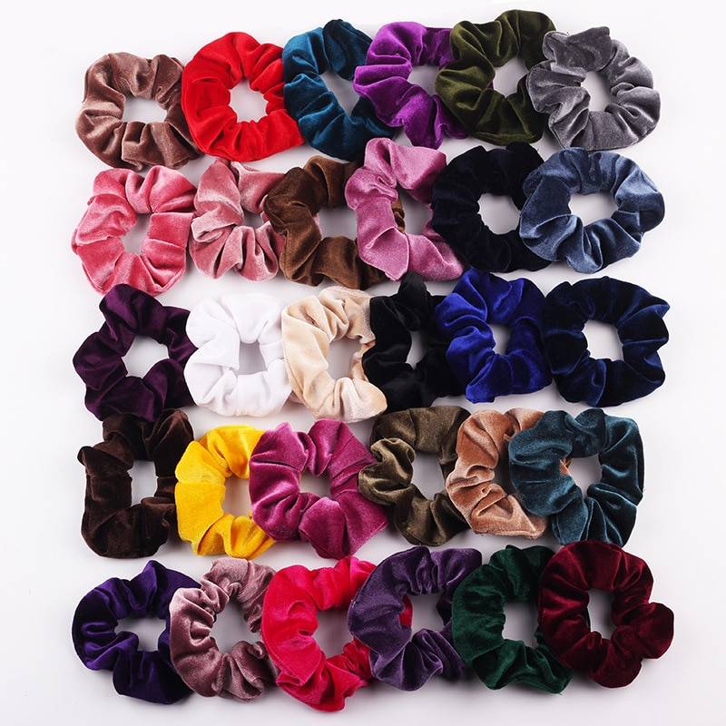 30 цветов бархата Scrunchie Для женщин девушки Упругие волосы резиновые ленты аксессуары резинки для Женский Галстук резинка для волос хвост держатель