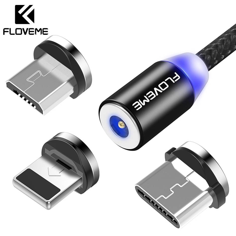 FLOVEME магнитная зарядка Магнитный зарядный кабель Micro usb type C Lighting Cable 2A Быстрая зарядка USBC/type-C провод для iPhone samsung кабель магнитный кабель зарядка для айфона шнур для зарядки телефона