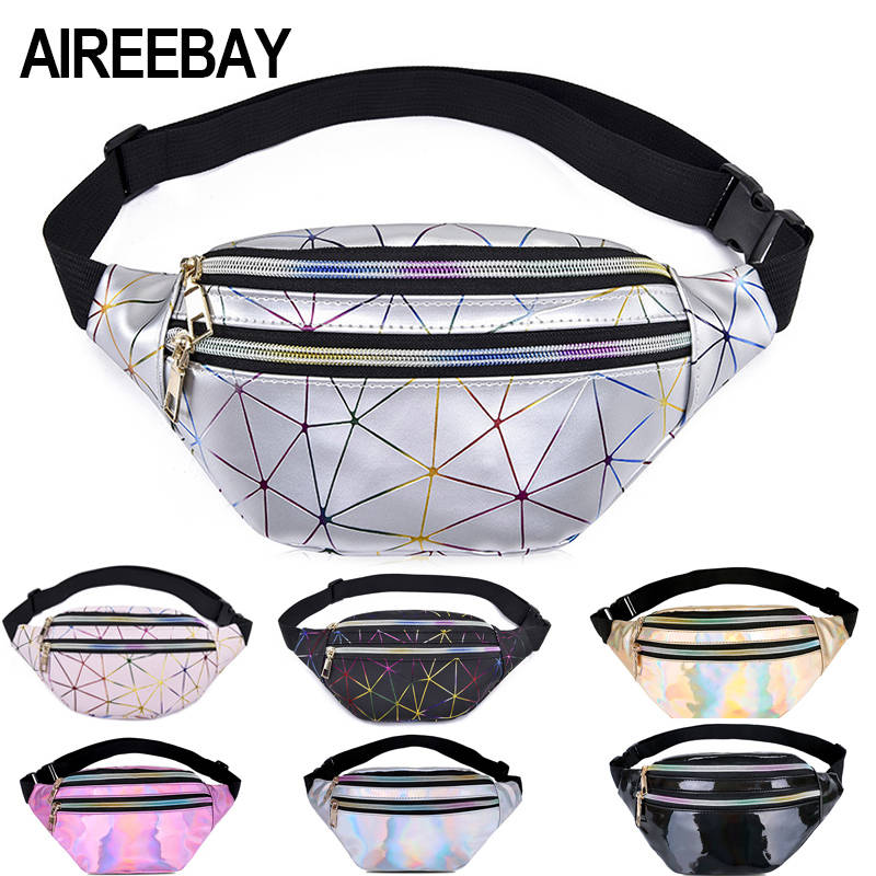 Поясная сумка AIREEBAY женская, голографическая сумка-ремень для телефона