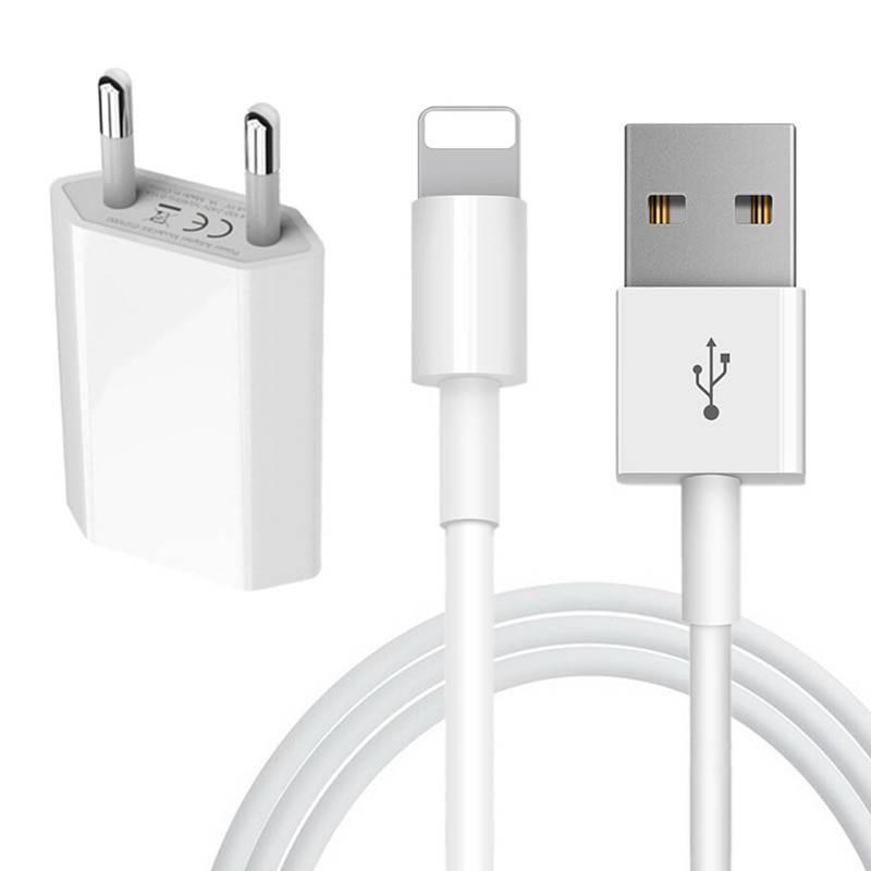 Комплект USB кабель + ЕС зарядное устройство для iPhone 5S 5 6S 6 7 8 плюс X XR XS Max SE длиной 1 м usb зарядный кабель ЕС Plug Путешествия стены зарядное устройство