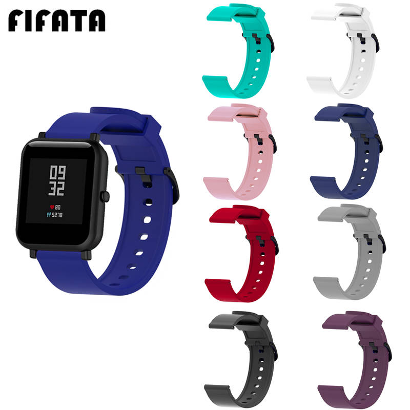 FIFATA силиконовый ремешок для спортивных часов для Xiaomi Huami Amazfit Bip Смарт-часы 20 мм сменный Браслет Смарт-Аксессуары