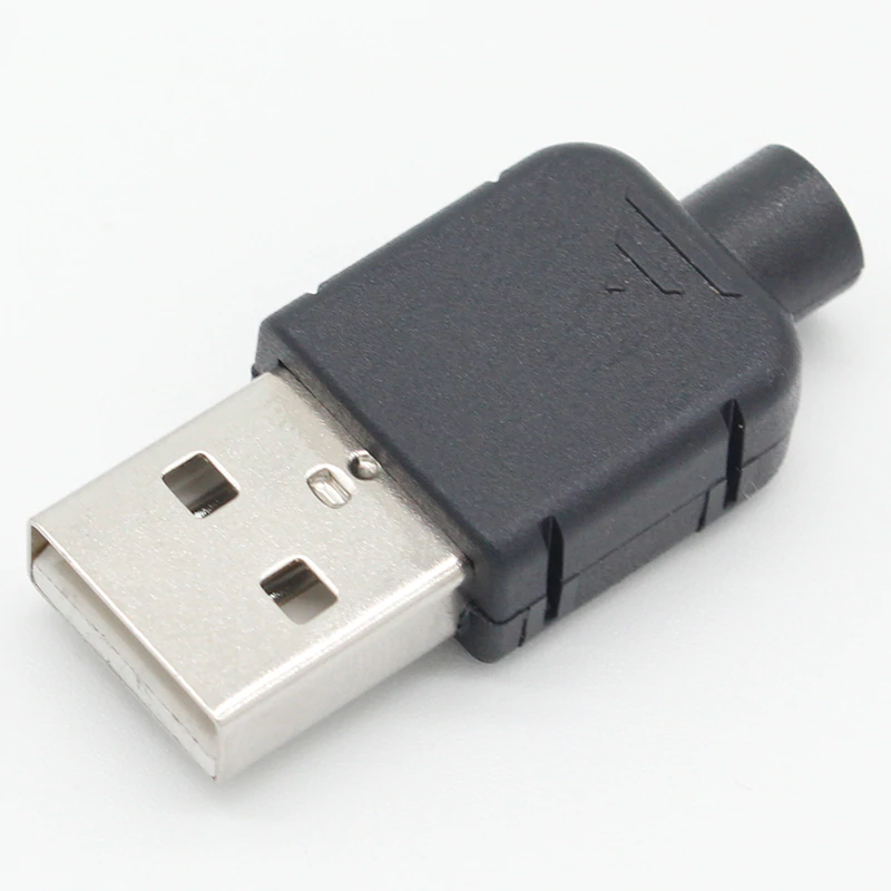 10 комплектов «сделай сам» USB 2,0 разъем «папа» тип «папа» 4-контактный адаптер в сборе разъем типа «пайка» черный пластиковый корпус для подключения данных