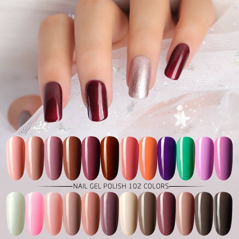 102 цветов УФ гель лак для полу-permanant гель лак для ногтей nail art Гель лаки для маникюра топ и основа под лак гель лак