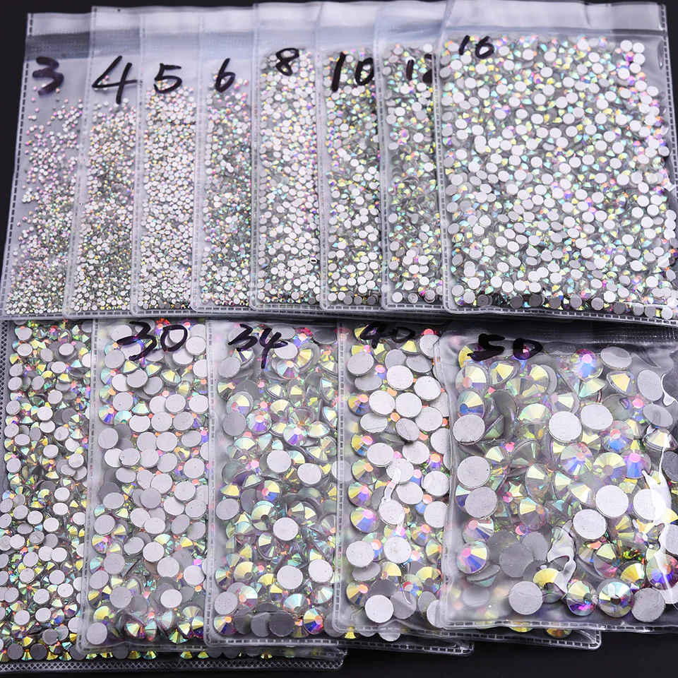 Супер Блестящий Crystal AB Non Hot Fix Стразы SS3-SS50 FlatBack шитье стразами & Fabric Garment Nail Art Стразы, украшения