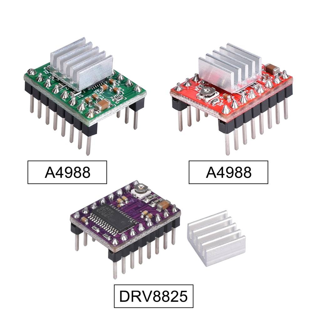 3D-принтеры Запчасти StepStick A4988 DRV8825 Драйвер шагового двигателя постоянного тока с радиатором Перевозчик RepRap RAMPS 1,4 1,5 1,6 MKS GEN V1.4 доска