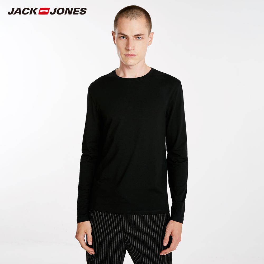 JackJones мужской Эластичный хлопок и спандекс o-образным вырезом с длинными рукавами футболки топы пижамы Домашняя одежда футболка модная мужская одежда мужской 218202501