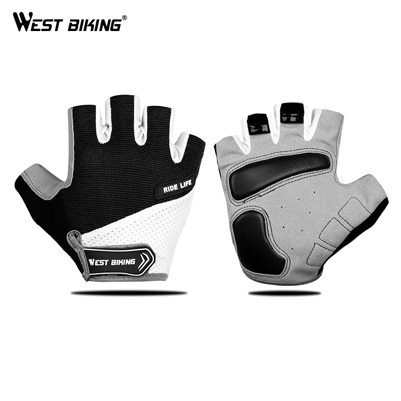 WEST BIKING/дышащие велосипедные перчатки с полупальцами, противоскользящие мотоциклетные перчатки для горного велосипеда, мужские и женские перчатки для езды на спортивном велосипеде