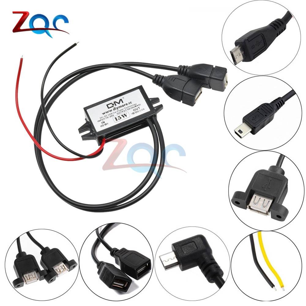 DC-DC 12В до 5В 3а 15 Вт автомобильный преобразователь питания Micro Mini USB понижающее Напряжение Блок питания выходной адаптер низкое тепло авто защита