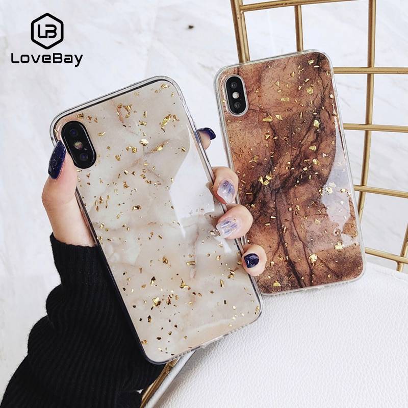 Lovebay Золотая фольга Bling marble для iPhone 11 Pro Max X XS Max XR чехол для телефона мягкий ТПУ чехол для iPhone 7 8 6 6s Plus блестящий чехол