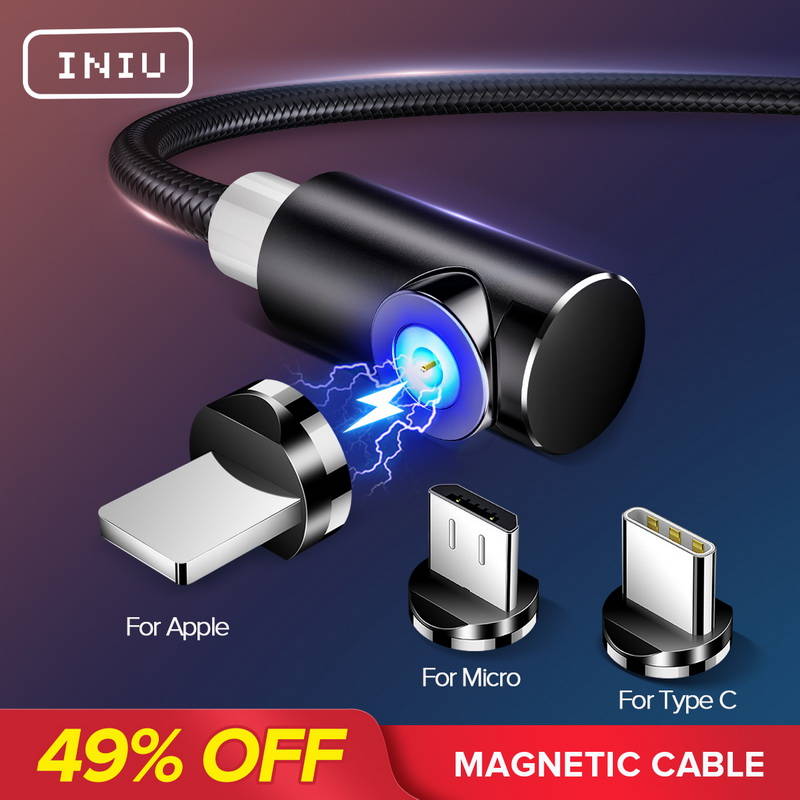INIU 2 м Магнитный кабель Micro Тип usb C Зарядное устройство для зарядки для iPhone XS X XR 8 7 samsung S8 магнит Android телефонный кабель Шнур
