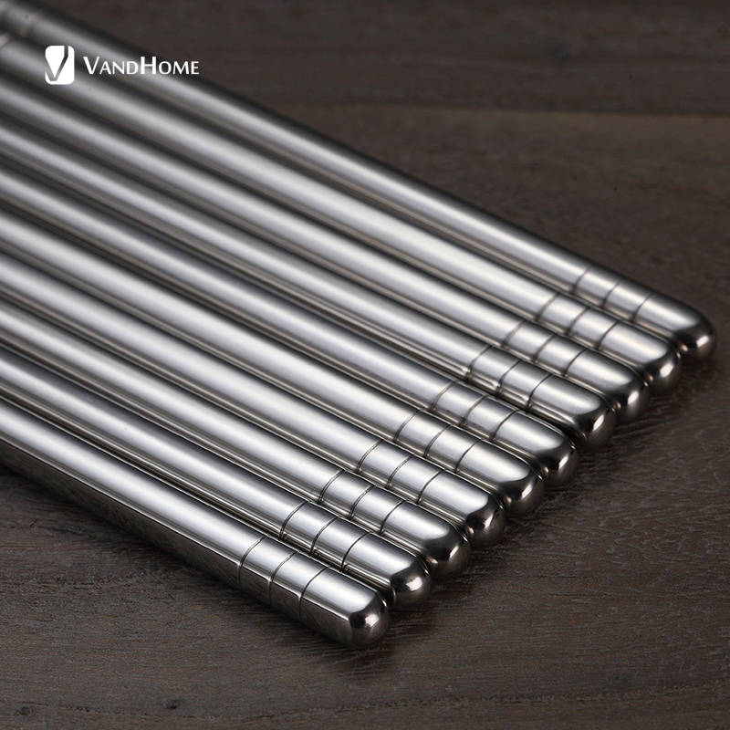 VandHome 5 пар/компл. китайские металлические палочки для еды Нескользящие нержавеющие стальные палочки для еды набор многоразовые палочки для еды суши Хаши багет