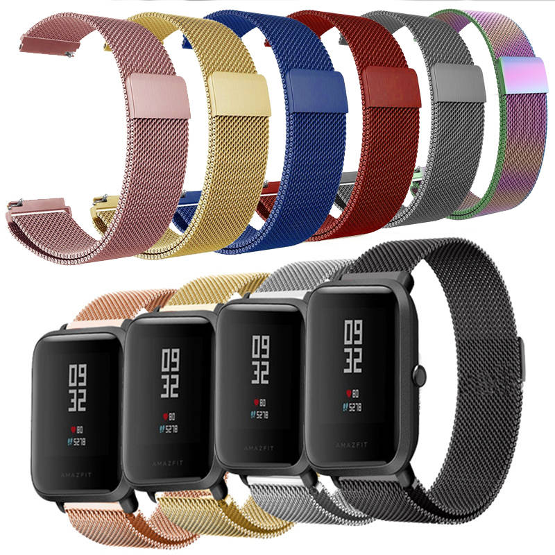 Миланский ремешок для часов Amazfit Bip S, ремешок из нержавеющей стали для часов Samsung galaxy 46 мм, миланские ремешки 20 мм 22 мм 18 мм 24 мм 23 мм