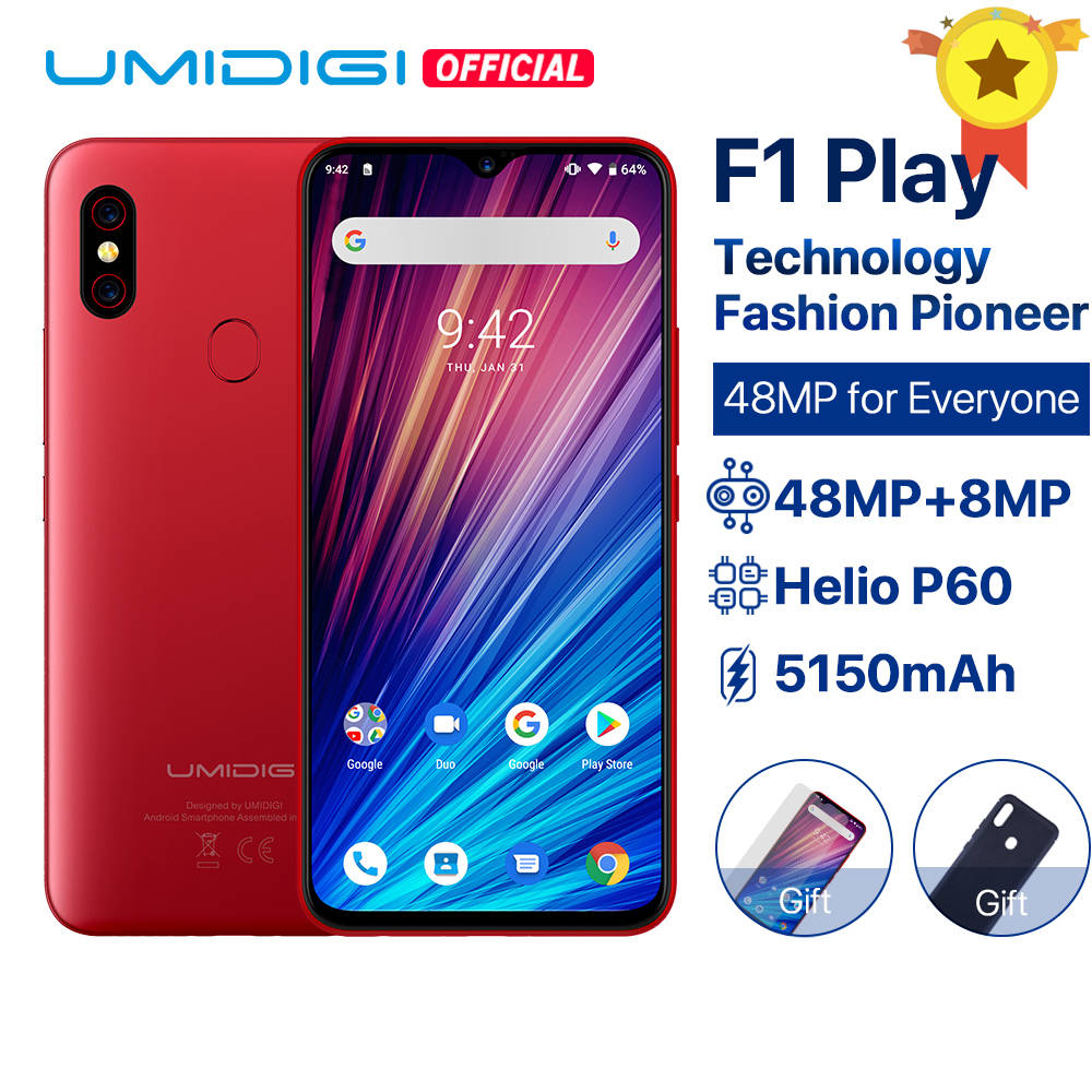 UMIDIGI F1 Play Android 9,0 48MP + 8MP + 16MP камеры 5150mAh 6GB ram 64GB rom 6,3 "FHD + Helio P60 глобальная версия смартфона Dual 4G