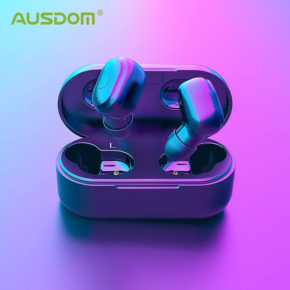 Беспроводные Bluetooth наушники AUSDOM TW01, TWS наушники, 20 часов работы, беспроводные наушники CVC8.0, спортивные наушники с шумоподавлением и двойным микрофоном