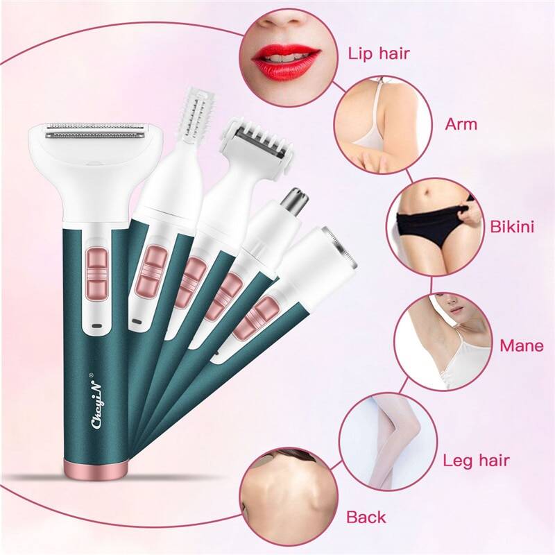 Электробритва CkeyiN 5 в 1 для женщин, безболезненный эпилятор, бритва для лица, бороды, бровей, носа, триммер для тела, электрическая бритва 45
