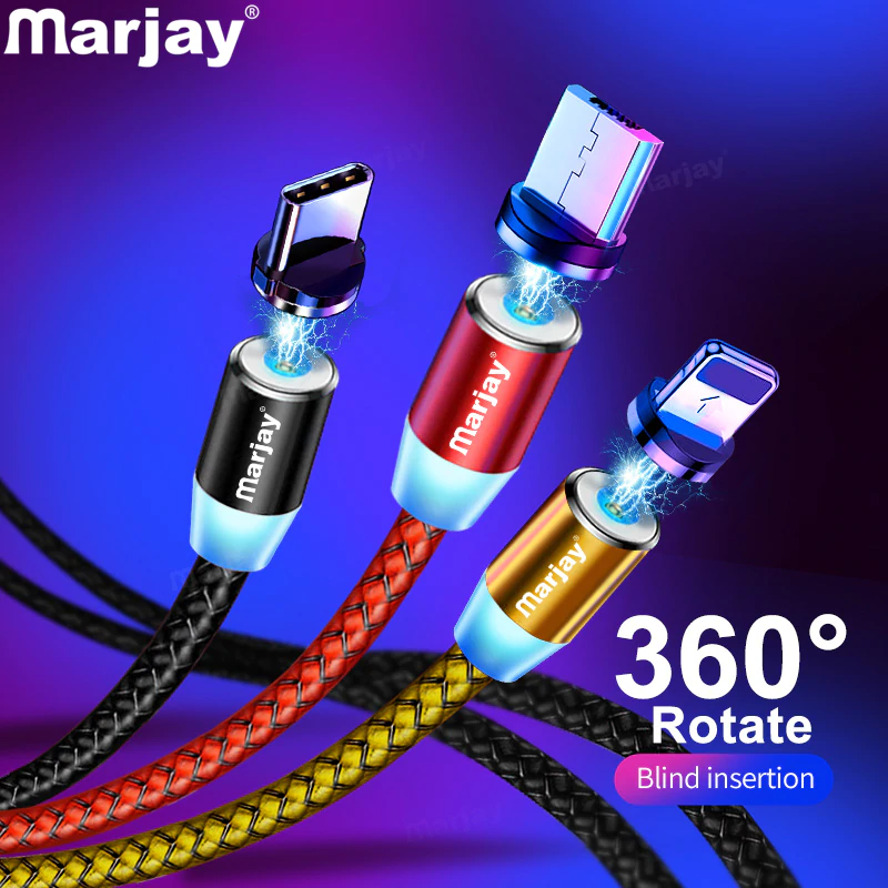 Marjay, магнитная зарядка зарядное устройство, магнитный кабель Micro USB кабель для iPhone, samsung, Android, быстрая зарядка, магнит, usb type-C кабель, шнур для мобильного телефона, провод