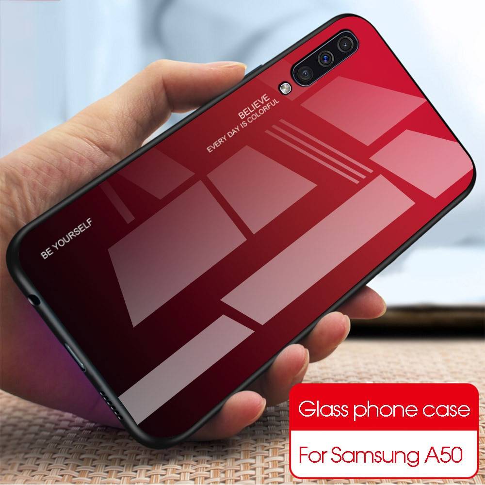 Градиентный чехол для телефона Samsung Galaxy A50, чехол из закаленного стекла, задняя крышка для Samsung A50 A505F A505 A 50 A505FD, Fundas Coque