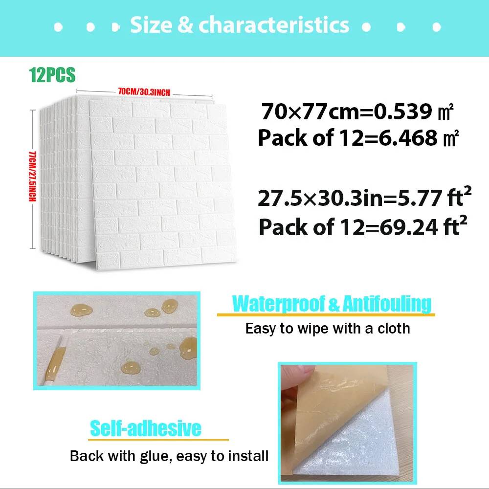 samoprzylepna tapeta Peel and Stick 3D Panel ścienny Pokój dzienny Naklejki z cegły Sypialnia Pokój dziecięcy Papiery z cegły Wystrój domu