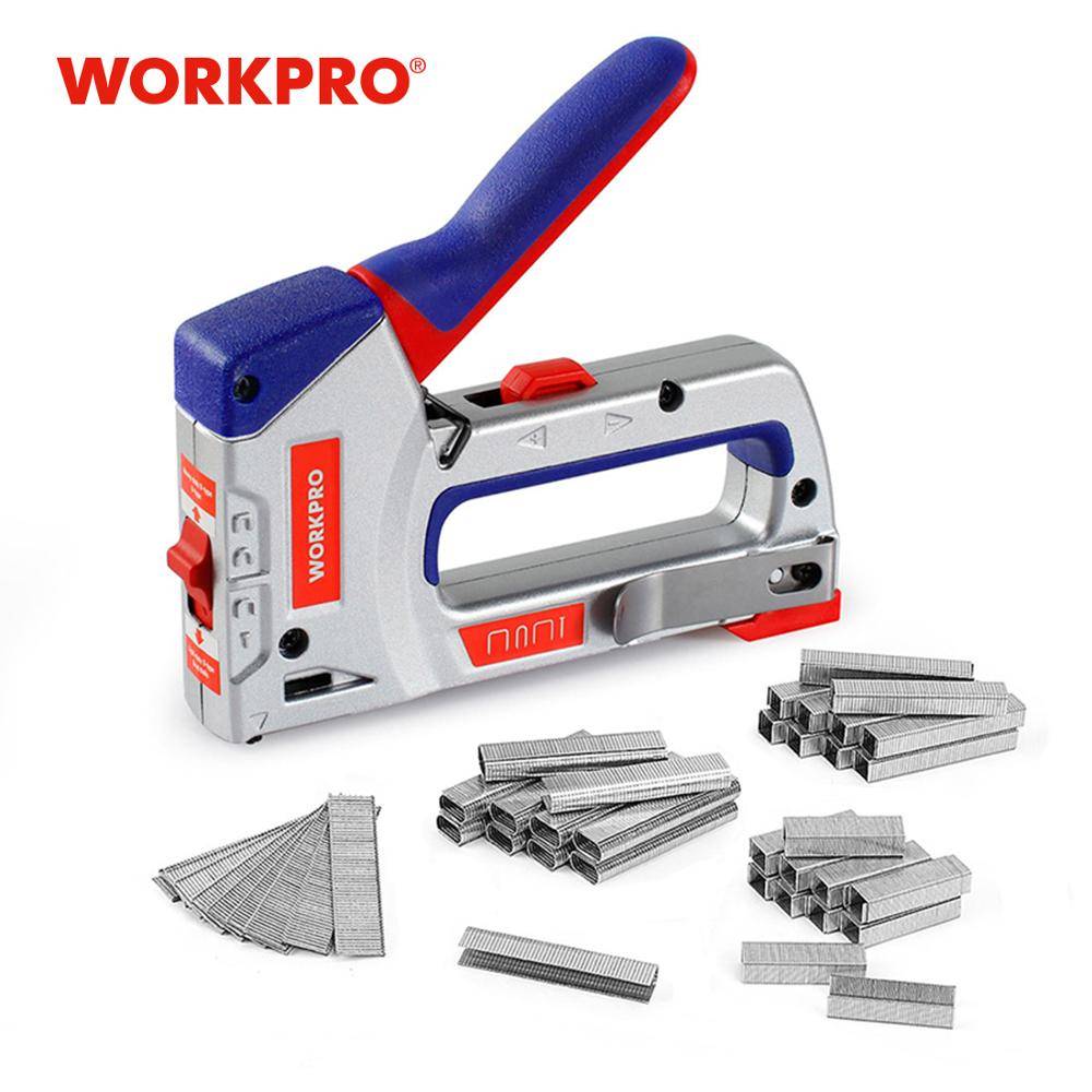 WORKPRO 4 в 1 сверхмощный штапельный пистолет для DIY мебель для украшения дома руководство для степлера пистолет для ногтей с 4000 скоб гвоздиком