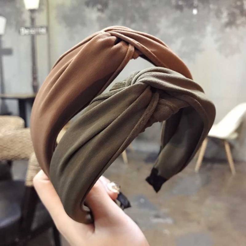 Однотонный тканевый обруч для волос, повязка на голову, тюрбан для женщин, Широкий пластиковый обруч для волос, ободок для волос, аксессуары