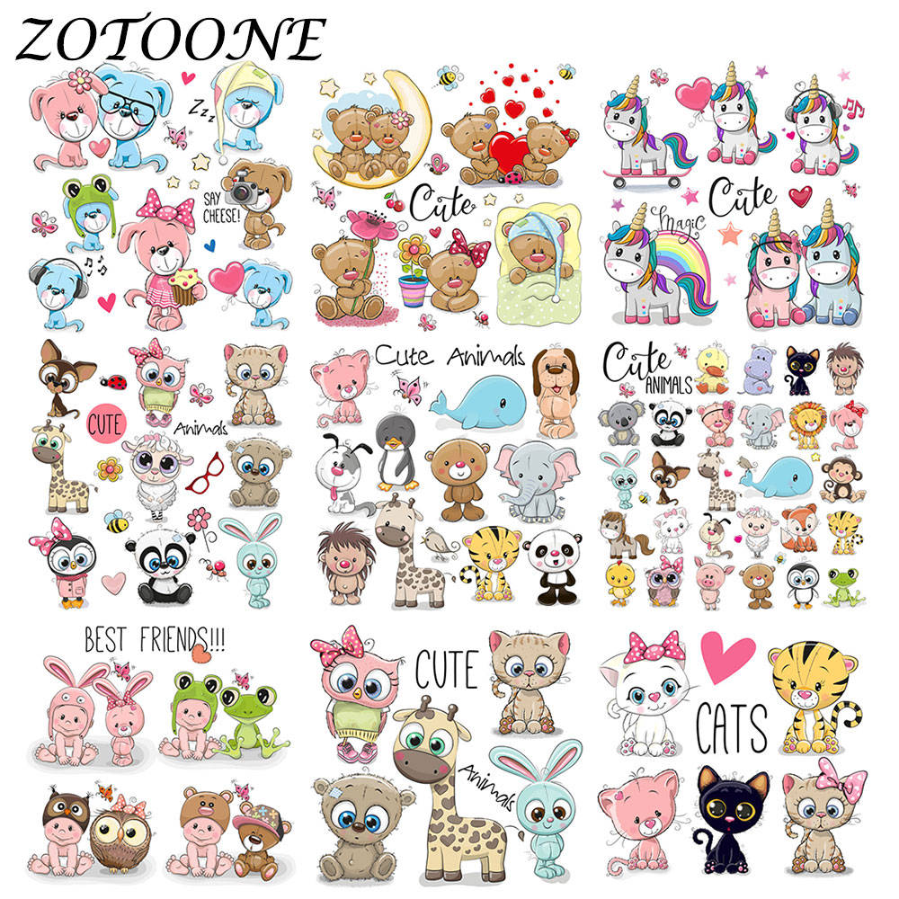 ZOTOONE милые животные комбинации Единорог утюжок на заплатках для одежды термо-Стикеры для одежды с сердечками Патч Аппликация детская одежда