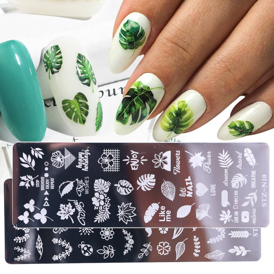 1 шт. 12x4 см штамповки для ногтей пластины листья цветы бабочка кошка дизайн ногтей штамп шаблоны трафареты дизайн лак Маникюр TRSTZN01-12