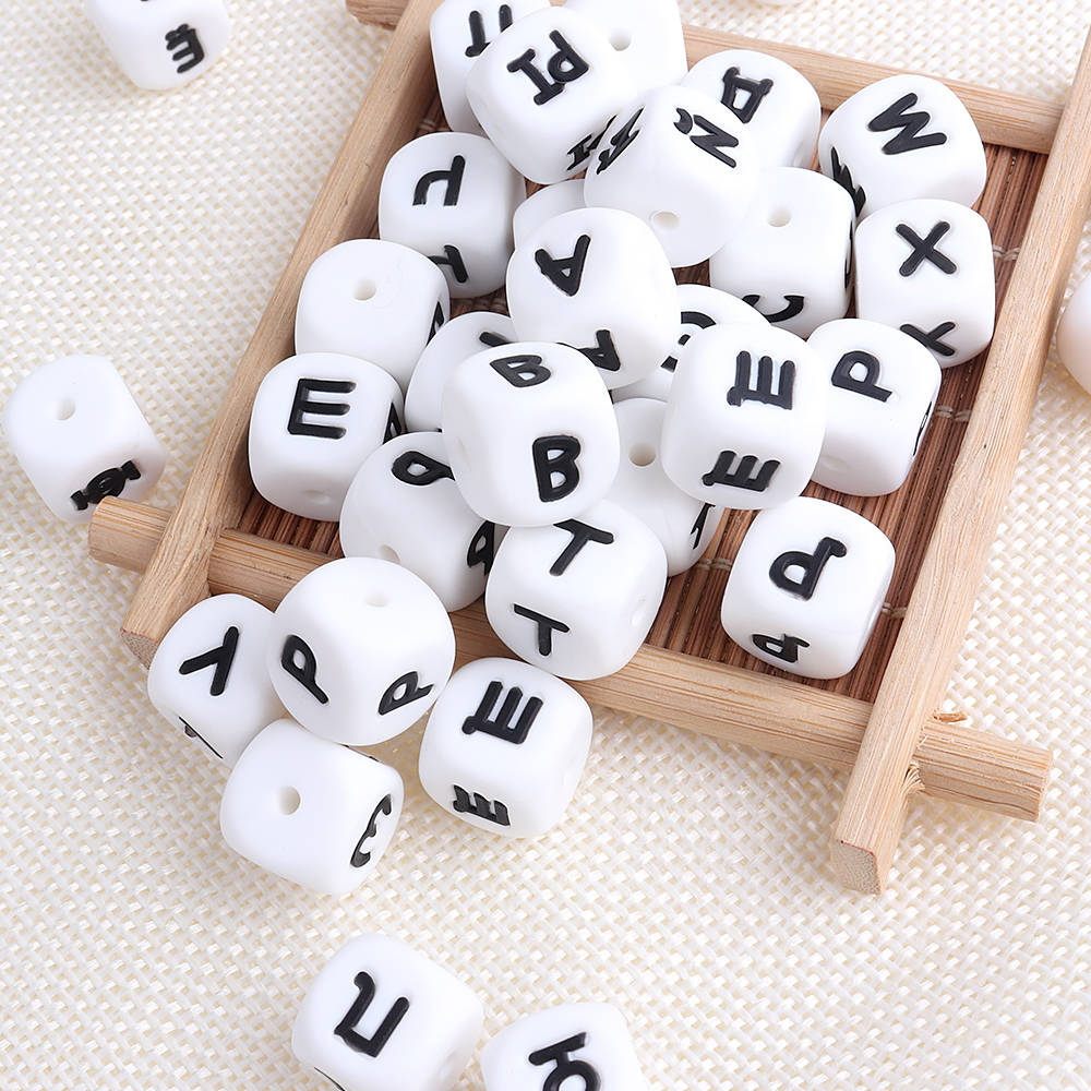 Силиконовые шарики 12 мм с буквами BPA Free, персонализированные аксессуары для детских прорезывателей, ожерелий, 1P