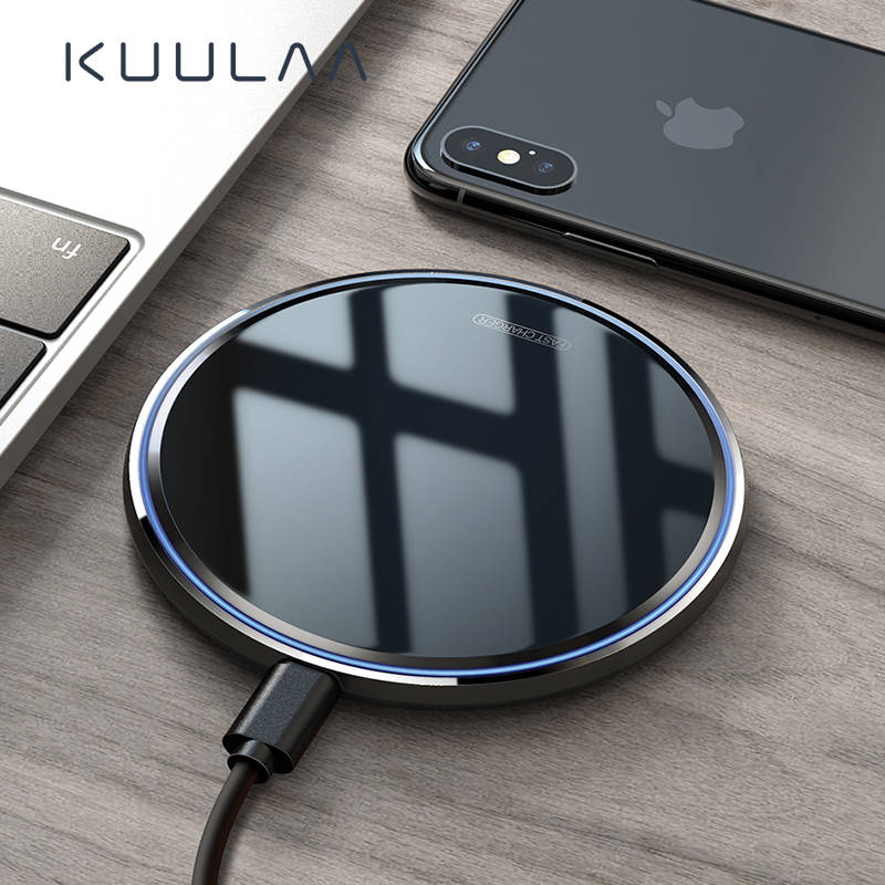 KUULAA 10 W Qi Беспроводное зарядное устройство для iPhone X/XS Max XR 8 зеркальное Беспроводное зарядное устройство для samsung S9 S10 + Note 9 8