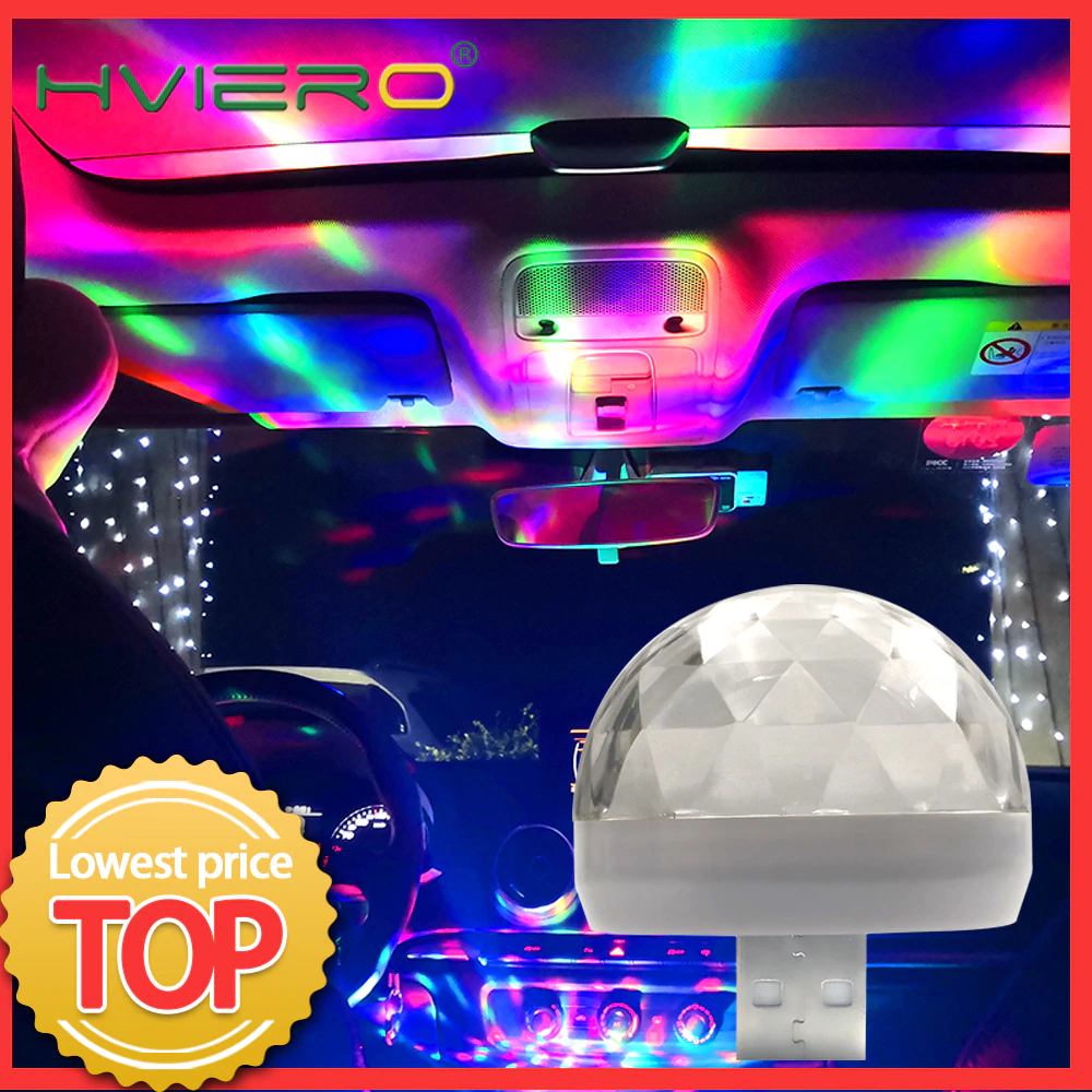 Авто Led USB Led окружающий светильник DJ RGB Мини Красочный музыкальный звуковой светильник USB-C интерфейс Apple интерфейс Праздничная Вечеринка караоке лампа