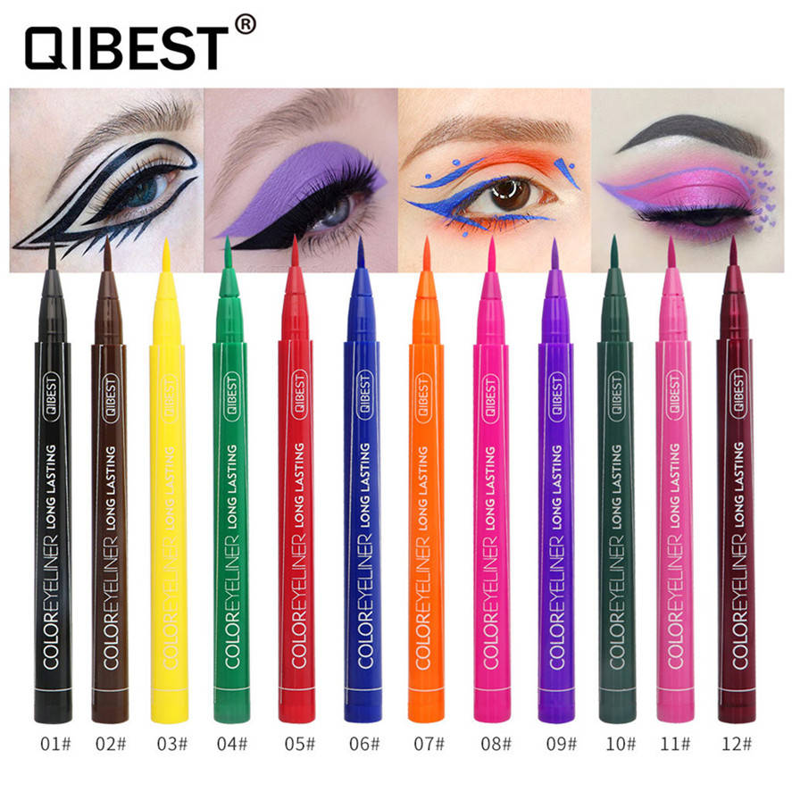 12 Color Eyeliner Liquid Waterproof Easy To Wear Make Up Matte Eye Liner Blue Red Green White Gold Brown Eyliner