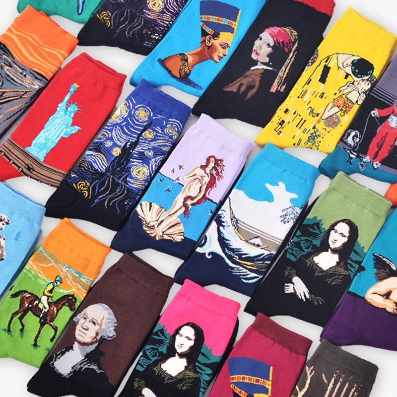 Горячая дропшиппинг Осень Зима Ретро женские новые Арт Ван Гог Фреска всемирно известная серия масляной живописи женские носки забавные носки