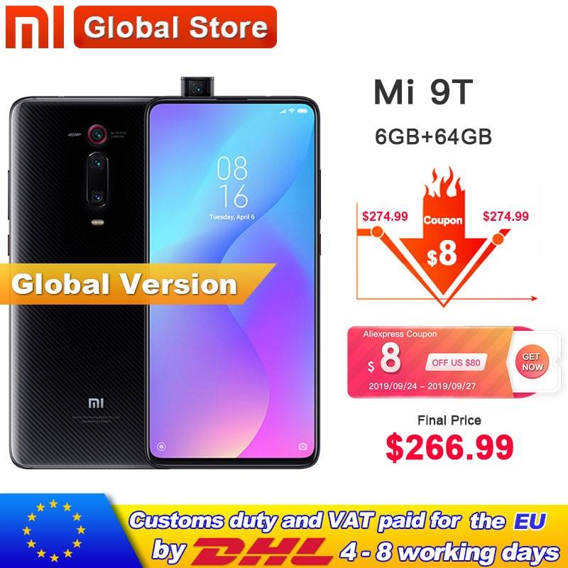 Глобальная версия Xiaomi mi 9T (красный mi K20) 6GB 64GB Смартфон Snapdragon 730 Octa Core 6,39 "AMOLED экран 48MP камера 4000mAh