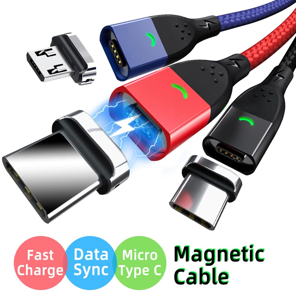 USB Type C Магнитный зарядный кабель Micro USB C кабель для быстрой зарядки 1 м 2 м мобильный телефон планшет для синхронизации данных зарядный кабель для Xiaomi