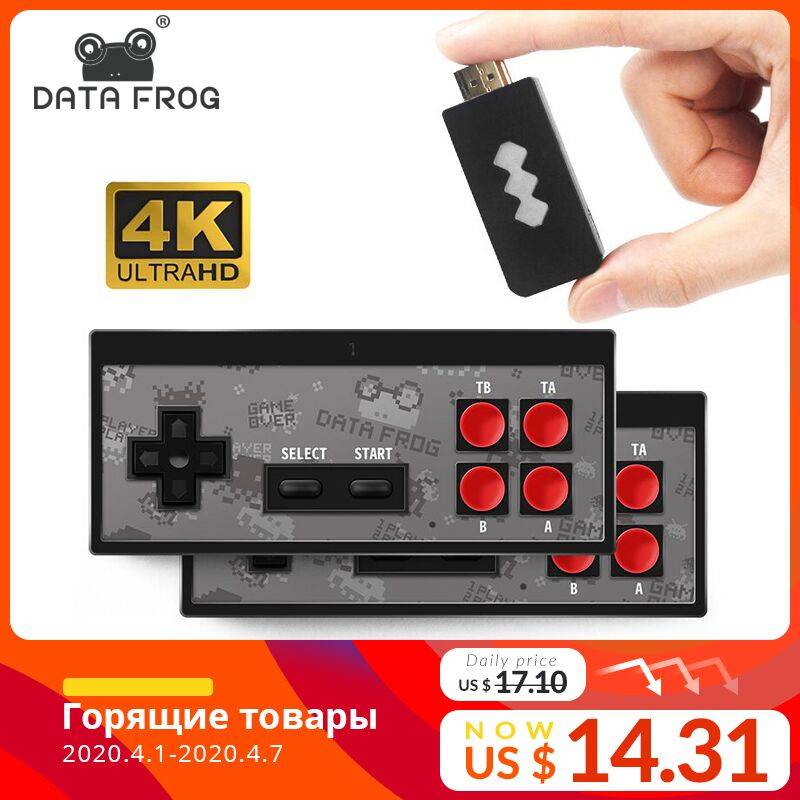 Беспроводная ручная игровая консоль Data Frog, 8-битная консоль с установленными 600 классическими играми для ТВ, мини-видеоконсоль с поддержкой вывода AV/HDMI