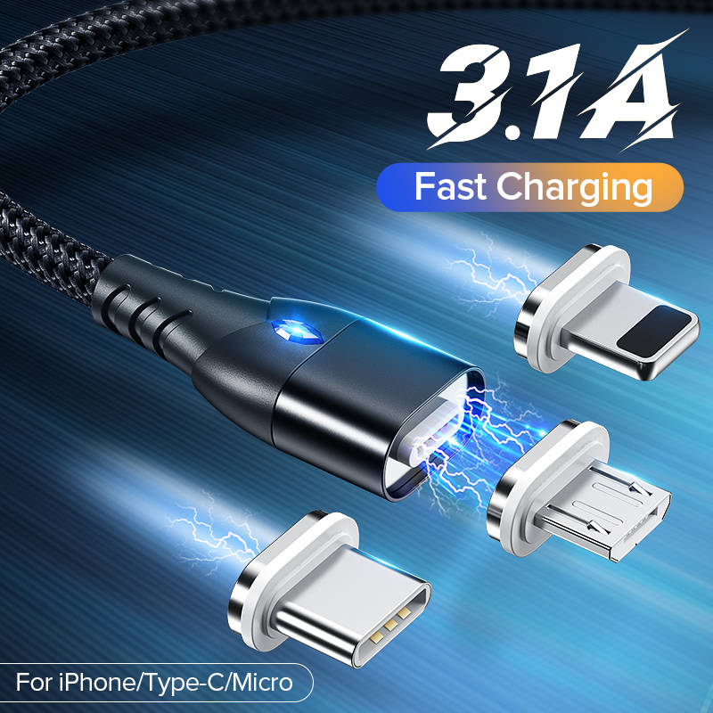 GETIHU 2 м 3A Магнитный телефонный кабель Быстрая зарядка 3,0 Micro USB Type C зарядное устройство магнит Быстрая зарядка кабель для передачи данных для iPhone 11 XS Max