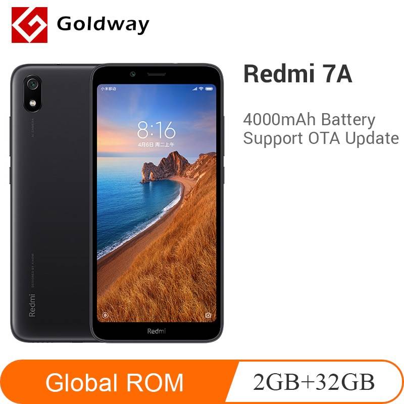 Xiaomi Redmi 7A 7 A 2 ГБ 32 ГБ смартфон Snapdargon 439 Восьмиядерный 5,45 "экран 4000 мАч батарея 13 МП камера мобильный телефон