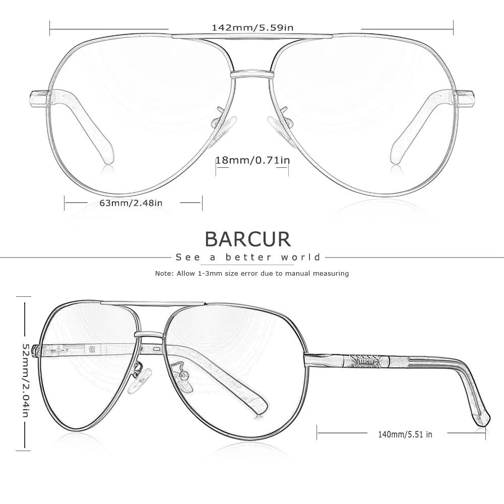 Мужские и женские солнцезащитные очки BARCUR, поляризационные солнцезащитные очки с защитой UV400
