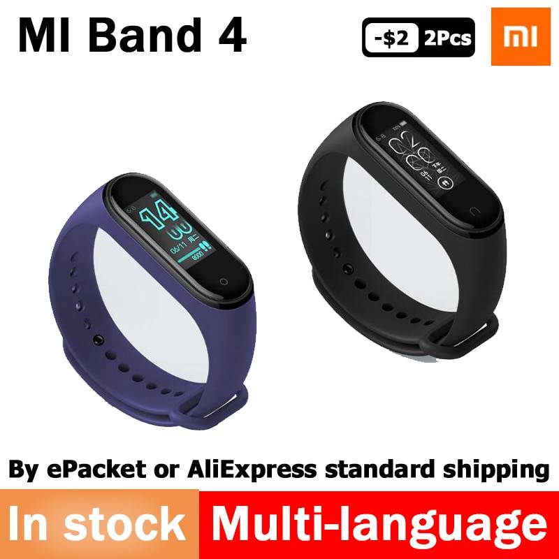 В наличии 2019 новейший Xiaomi mi-браслет 4 Smart mi Band 4 браслет 3 пульсометр фитнес 135 мАч цветной экран Bluetooth 5,0