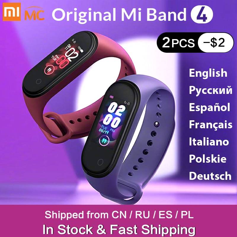 В наличии оригинальный Xiaomi mi Band 4 Smart mi band 3 Цвета экран Браслет фитнес-трекер для измерения сердечного ритма Bluetooth 5,0 водонепроницаемый банда4