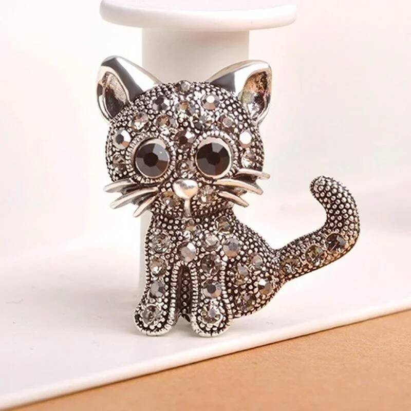 Серебряные броши-кошки