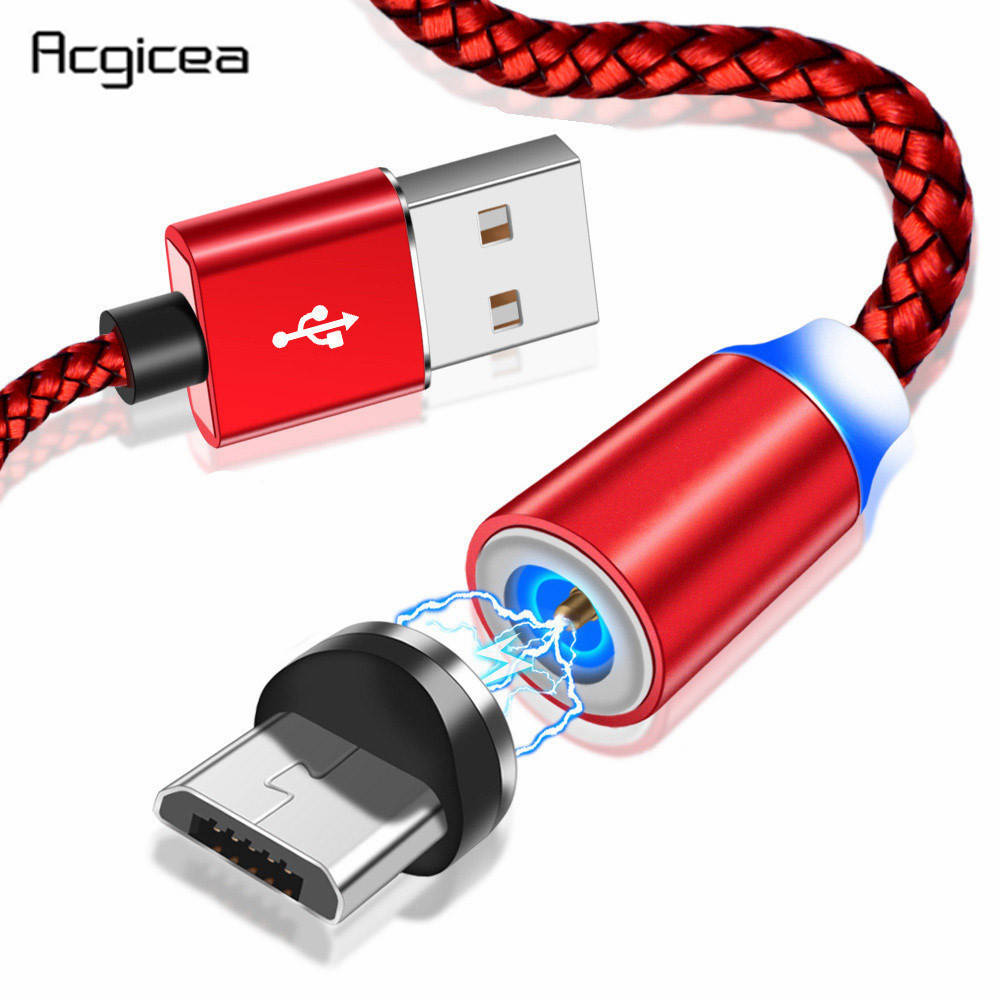 Acgicea магнитное зарядное устройство Micro USB кабель Магнитный зарядный шнур для Samsung S7 Redmi Note 5 магнитные кабели Micro USB зарядный провод