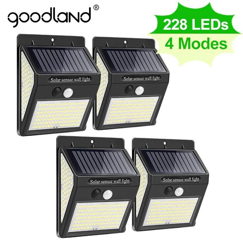 Goodland 228 144 100 светодиодный солнечный светильник, уличная лампа на солнечной батарее с датчиком движения, солнечный светильник, Точечный светильник для украшения сада